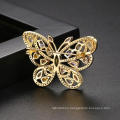 Rainbow Color Gold Plated CZ Butterfly Brass Brooch